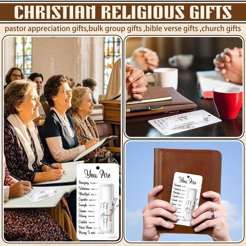 75 Pack Christian Religious Gifts Bulk Bible Verse Lip Balms 5 Flavor for Women Men Christian Religious Church Party Favors with Scripture Inspirational Gifts for Coworkers Staff (Classic)