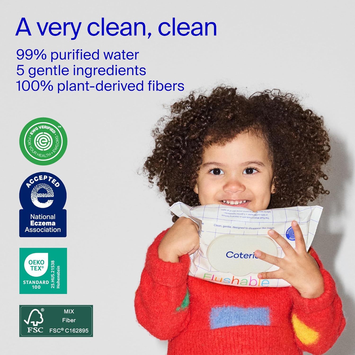 Coterie Flushable Wipes for Toddlers, Designed for Potty Training, Safe for Sensitive Skin, Hypoallergenic, 99% Water, Plant-Based, Fragrance Free, Sewer & Septic Safe, 16 Pack (448 Wipes)