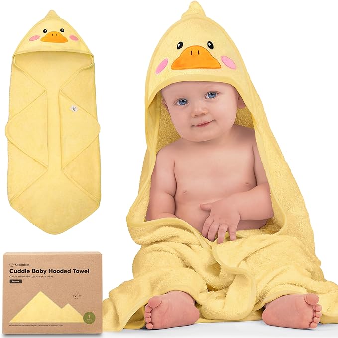 KeaBabies Hooded Baby Towel for Newborn - Viscose Derived from Bamboo Large Baby Bath Towels with Hood for Boys, Girls, Toddler, Extra Absorbent & Soft Newborn Bath Essentials (Duck, Regular)