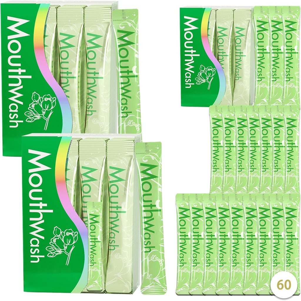Travel Size Mouthwash,Mini Mouthwash Travel Size Bulk Portable Mouth Wash Set,Individual Small Travel Mouth Wash Packets for Fresh Breath(Pack of 60) A4