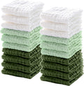 Breling 20 Pcs Baby Muslin Washcloth 12 x 12 Inch 100% Cotton Soft and Absorbent Muslin Washcloth Burp Cloth Wipe Newborn Face Towel for Baby Boy Girl Sensitive Skin(White, Light Green, Green)