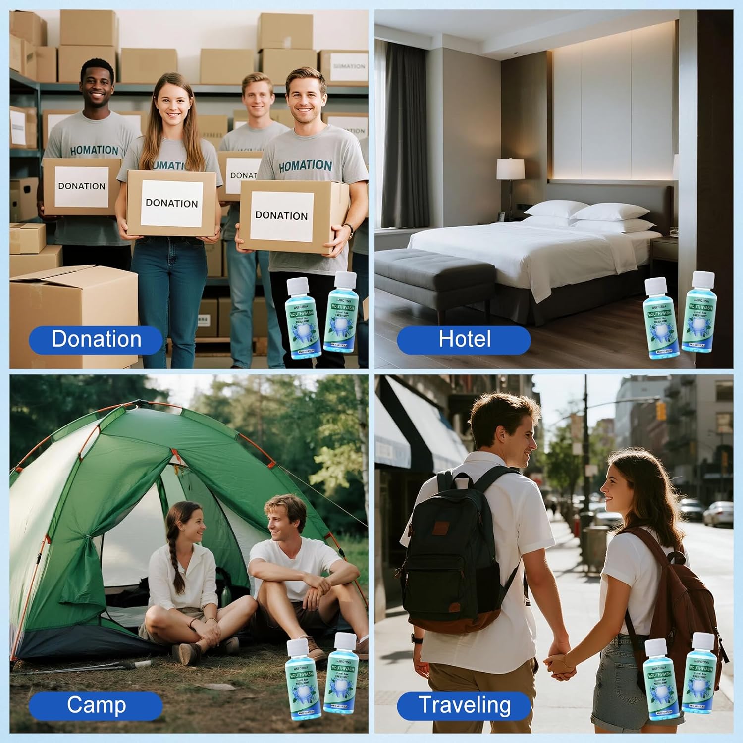 25 Pcs Mini Mouthwash Travel Size Bulk,Blue Portable Mint Flavor Mini Mouthwash Individual 35ml/1.2oz On The Go Mouth Wash Small Bottle for Travel,Office,Toiletry Kits