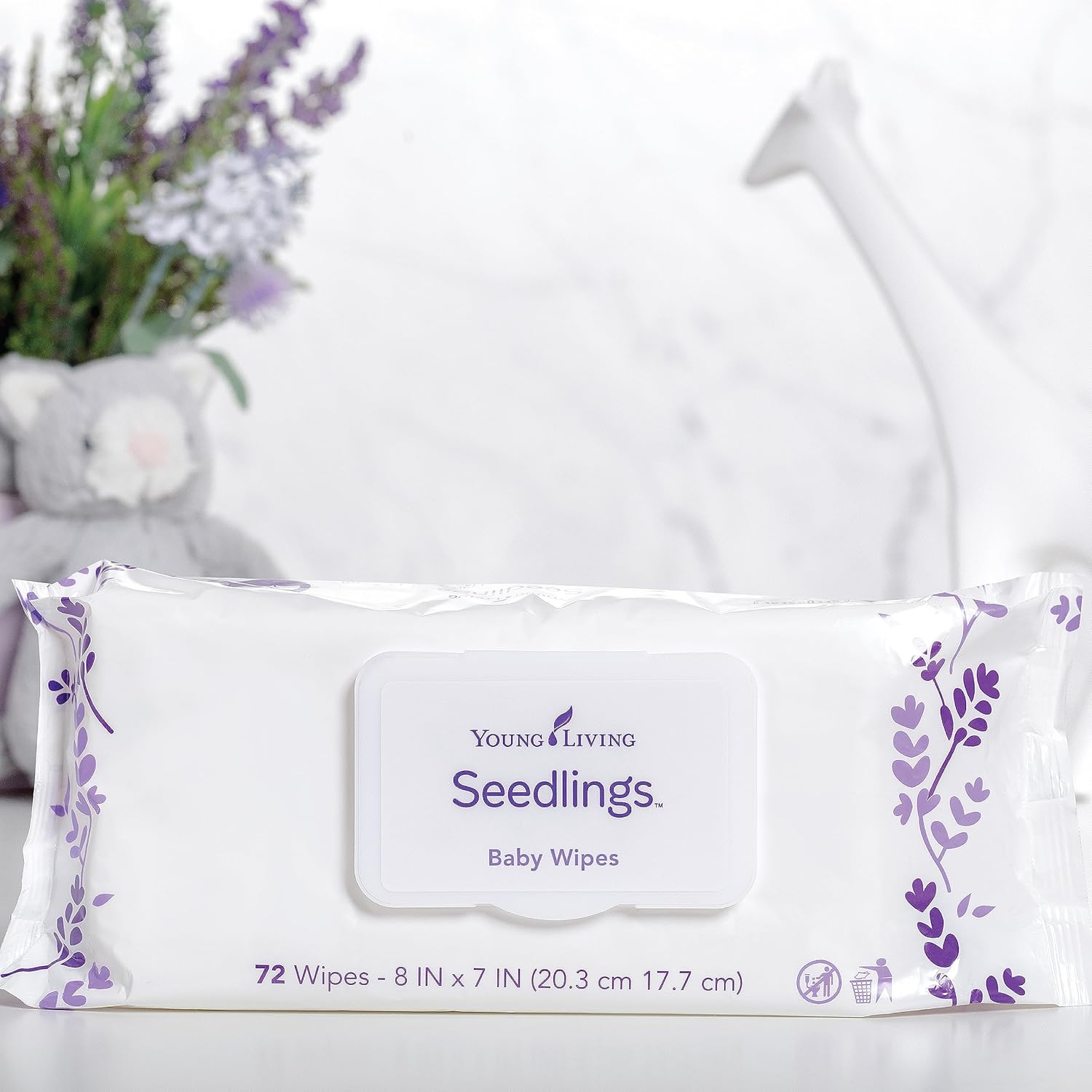 Young Living Seedlings Baby Wipes, 72ct | Gentle Care for Little Ones | Skin Moisturizer | Hydrating & Smooth | Sensitive Skin | Thick Wipes | Alcohol-Free | Ideal for Hands & Faces | Water-Infused
