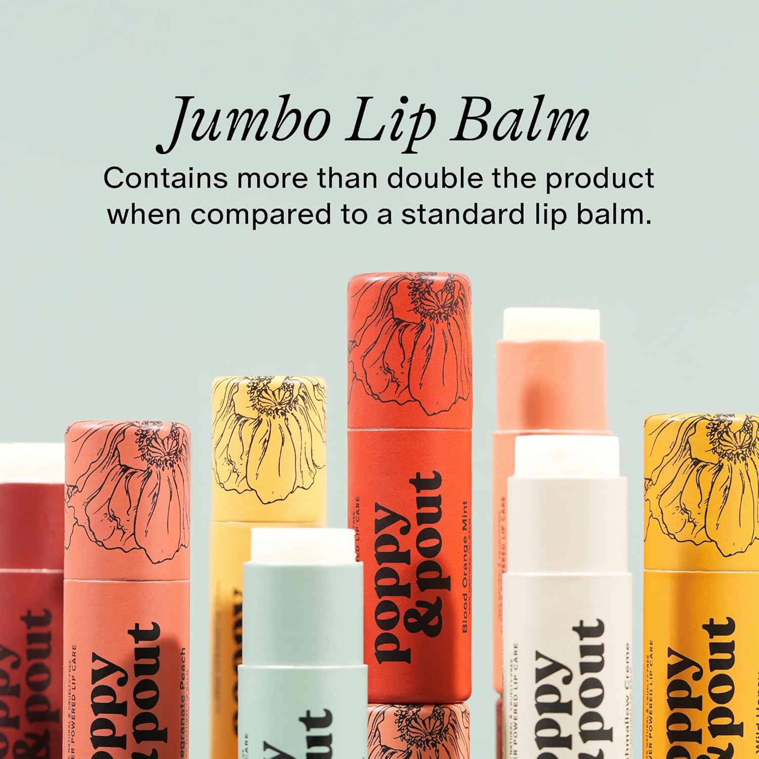 Poppy & Pout Lip Care Set | Lip Balm & Scrub | Sustainable Cardboard Tubes & Glass Jars, All Natural, Beeswax, Coconut Oil, Cruelty Free, Exfoliating & Moisturizing Lip Treatment (Blood Orange Mint)