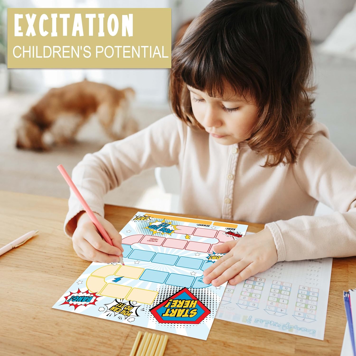 10 Superhero Reward Chart with 216 Round Stickers, Incentive Behavior Chart for Kids at Home Classroom, Kids Routine Daily Chore Sticker Chart-A12