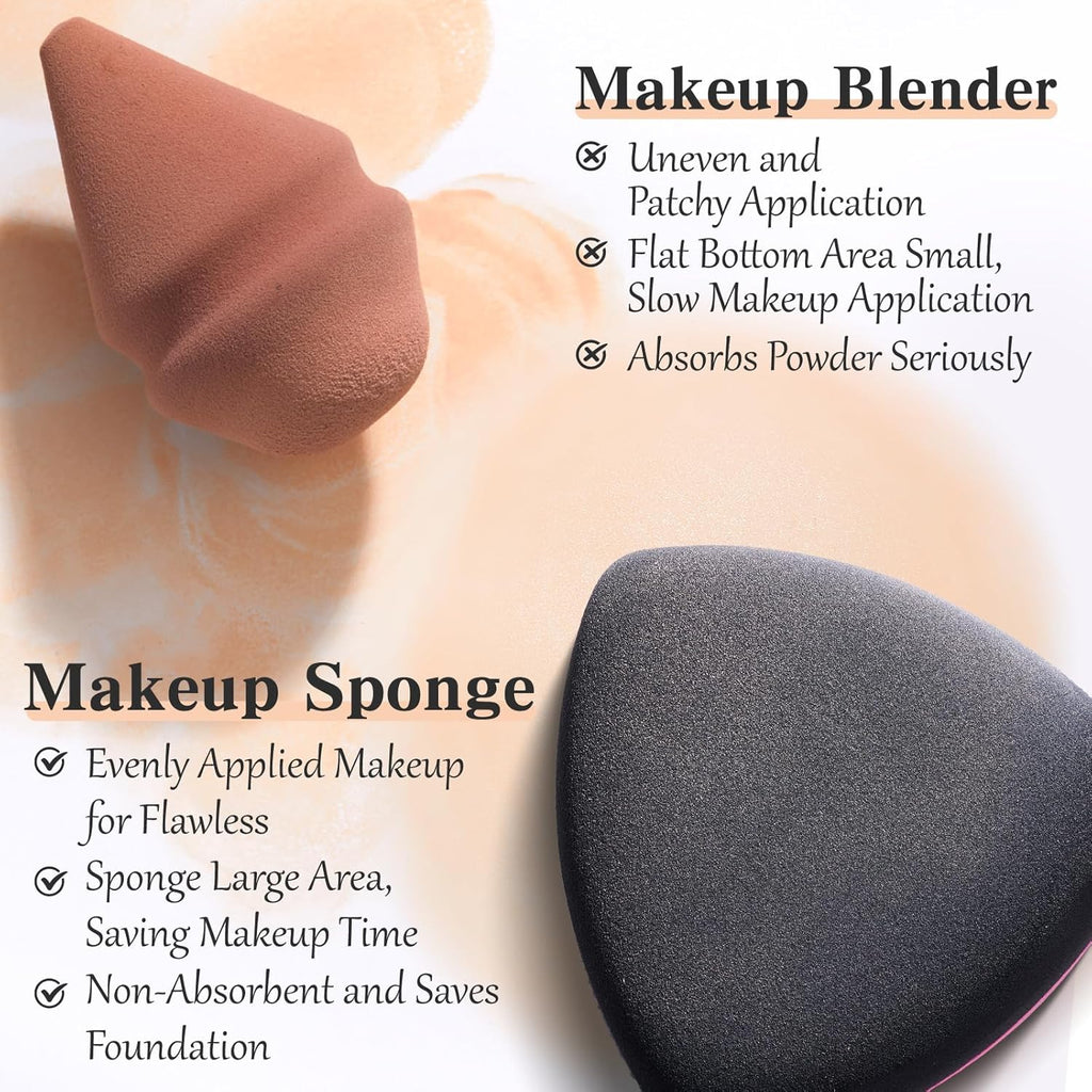Makeup Sponge Set For Foundation Concealer, Triangle Powder Puff Soft Sponges Blender, Latex Free Blender Sponge For Liquid, Cream, and Powder Seamless & Flawless Makeup (RoseRed 3Pack)