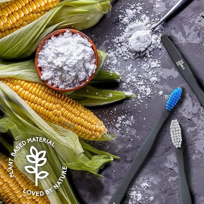 The Humble Co Plant-Based Soft Bristle Toothbrushes, 5 Pack - Manual Tooth Brush Set for Adults - Made with Plant Based Materials & BPA-Free Bristles - Dental Oral Care & Hygiene