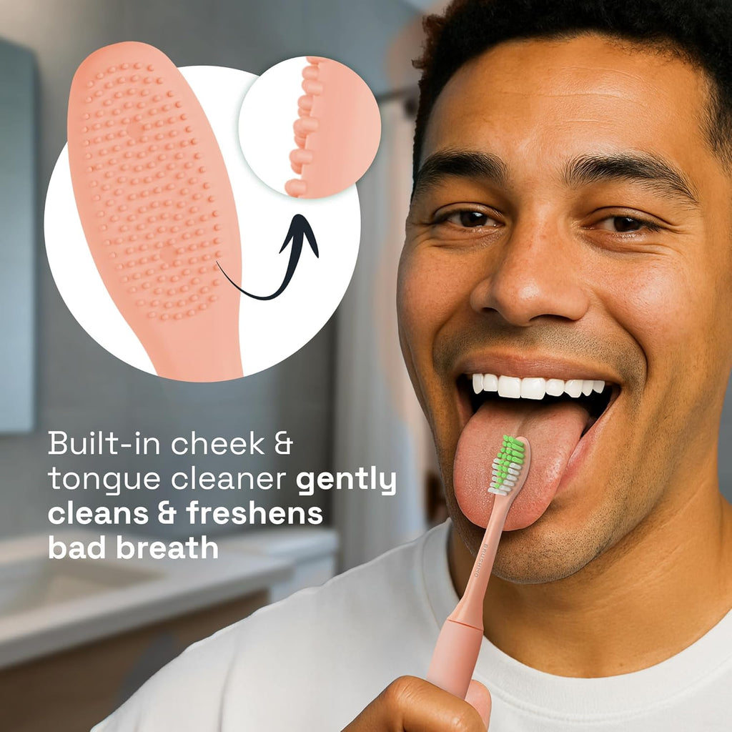 Brushmo Replacement Toothbrush Heads, Compatible with Philips One for Sonicare Electric Toothbrush Handles HY1022, 4 Standard Heads with Tongue Cleaner, Soft DuPontBristles, BM124m, Shimmer