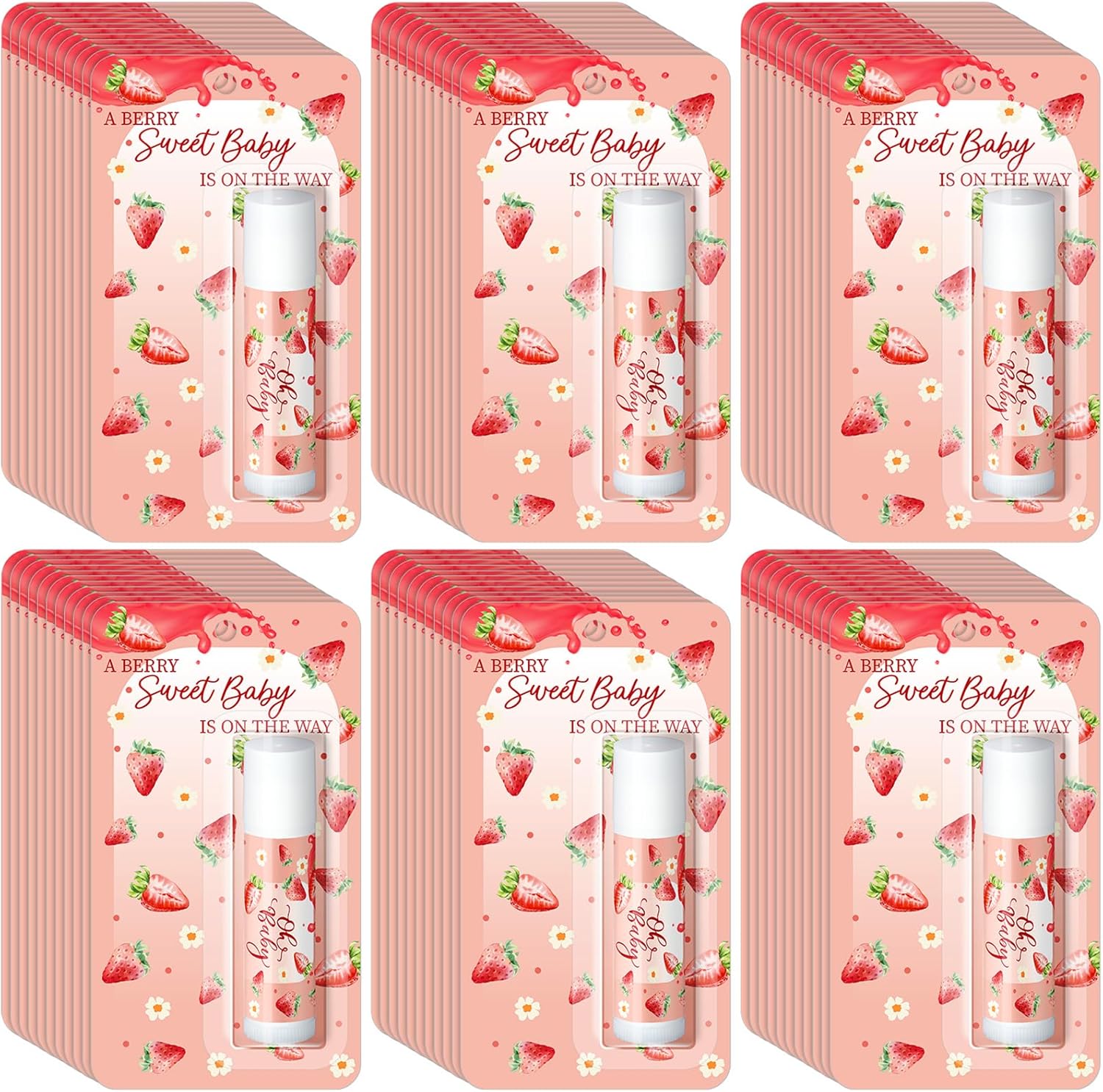 30 Pack Christmas Sweet Strawberry Baby Shower Games Prizes Party Gifts Bulk Lip Balms Favors for Winners Adults Guests Gender Reveal Favors Decorations Baby Shower Souvenirs Stocking Stuffers