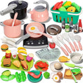 168Pcs Kids Play Kitchen Accessories Toy Set, Pretend Cooking Food Playset with Induction Cooktop, Pot, Pan, Utensils, Cutting Fruit, Prop Money & Shopping Basket, Learning Gifts for Toddler Girl Boy