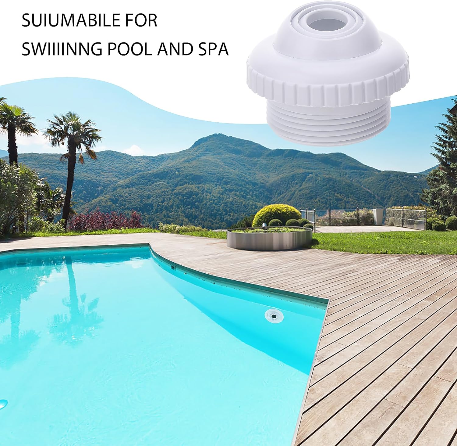 2 Pieces Pool Jet Nozzles, 1/2" Directional Flow Eyeball Inlet Jet, Swimming Pool Return Jet Replacement Parts Fittings Spa with 1-1/2 Inch MIP Thread Pool Accessories for Cleaning White 0.5"