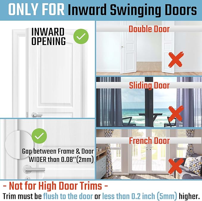 2PACK Home Security Door Reinforcement Lock Childproof, Add High Security to Home Prevent Unauthorized Entry, Aluminum Construction Finish, Frame Lock, Silver