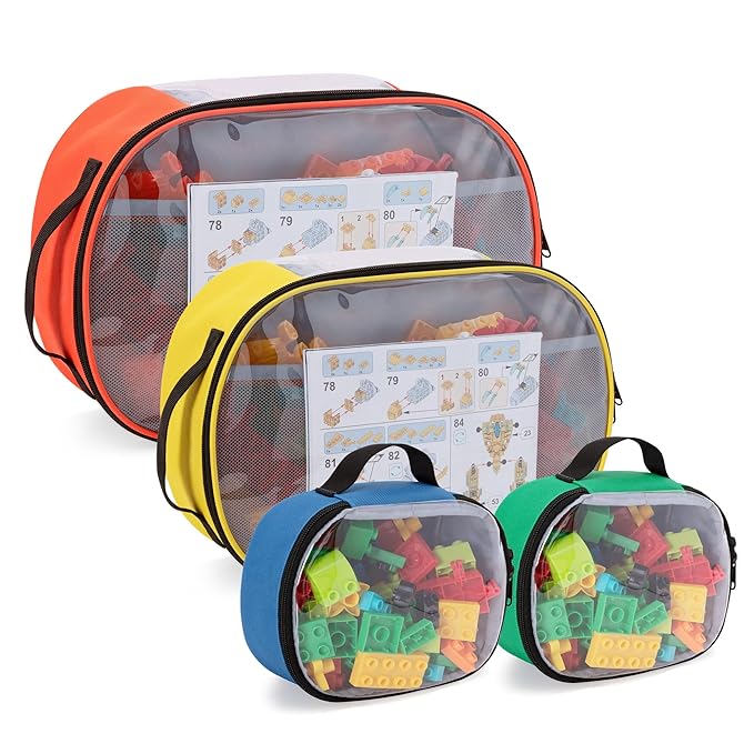 4pcs Toy Storage Organizer Container Bag for Building Bricks, Travel Bag for Building Blocks, Puzzle, Car Toy, Magnetic Toys, Dolls, Board Game Storage Organizer Case