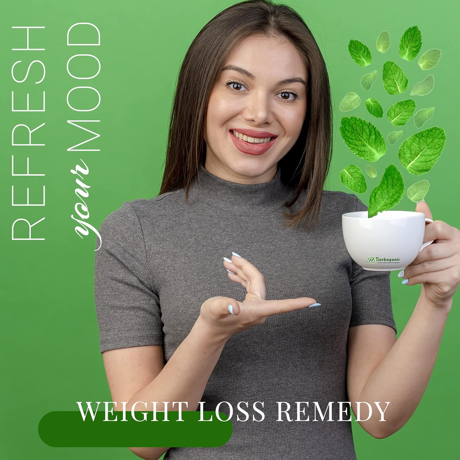 HERBOGANIC Peppermint Herbal Tea - Digestion Support and Immune Boost | Refreshing and Delicious Blend | Natural Ingredients | 20 Tea Bags