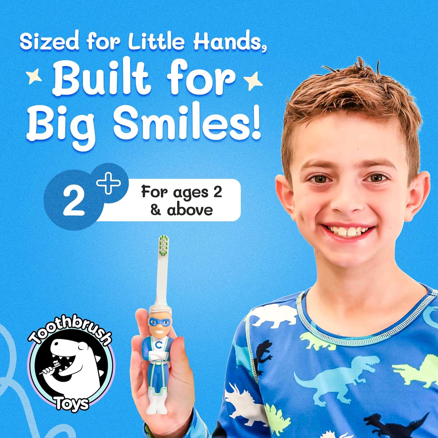 Kids Soft Bristle Superhero Toothbrush for Ages 2+, Gentle and Cute Toothbrush for Children with Replaceable Brush Head, Ergonomic Handle Kids Brush for Teeth Care Ideal for Toddlers, Superhero Design