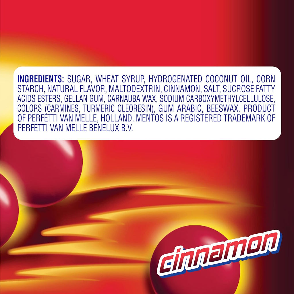 Mentos Chewy Mint Candy Roll, Cinnamon Mint Candies, 14 Pieces Per Roll, 15 Count Party Pack