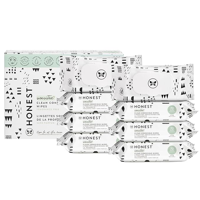 The Honest Company Clean Conscious Multi-Use Wipes Hypoallergenic Unscented for Sensitive Skin Over 99% Water Compostable Plant Based Baby Pattern Play 576 Count