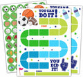 20 Sports Reward Chart with 432 Round Stickers, Incentive Behavior Chart for Kids at Home Classroom, Kids Routine Daily Chore Sticker Chart-B14