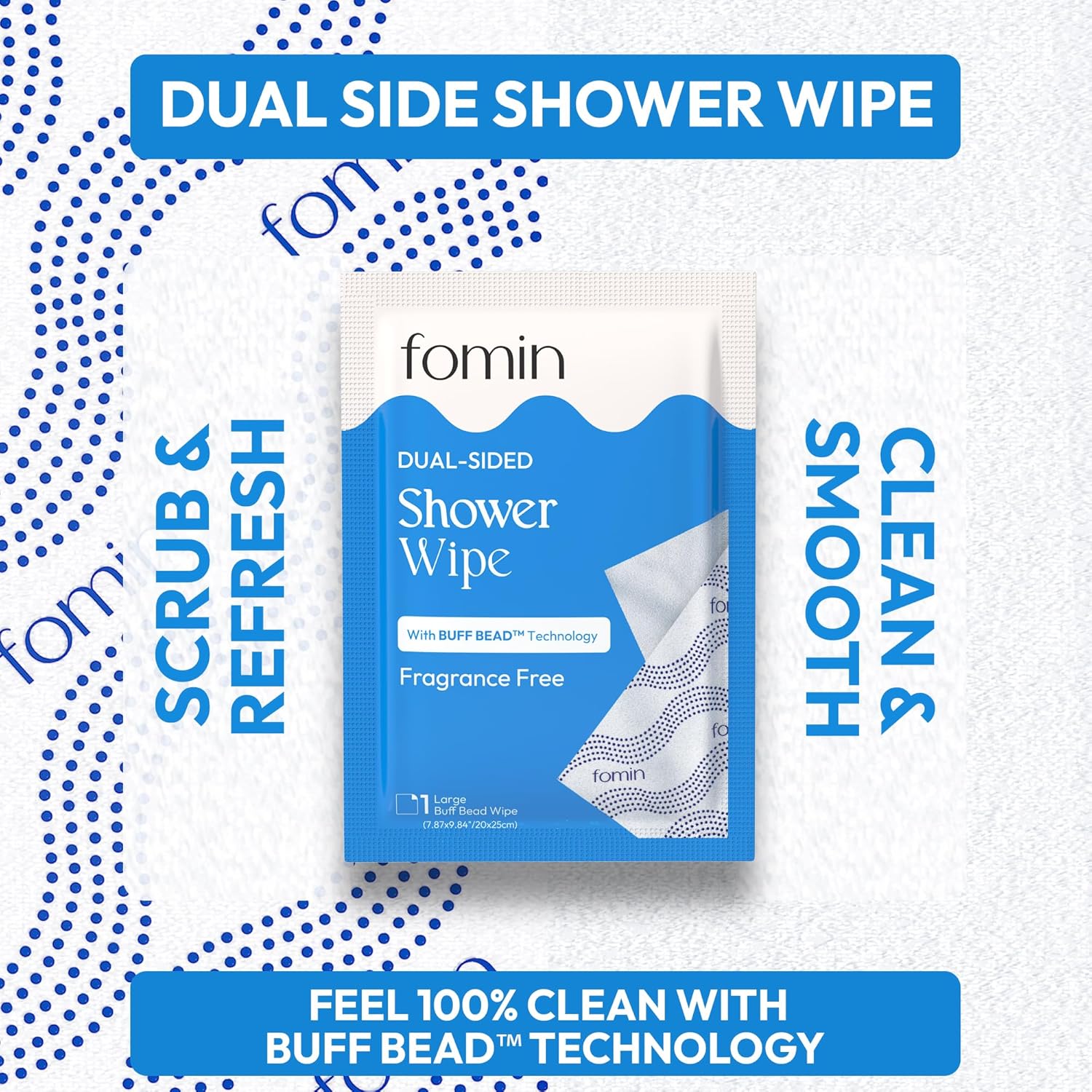FOMIN Travel Shower Wipes - 10 Pack - No Rinse XL Bathing Wipes with Vitamin E - Fragrance-Free Full Body Wipe for Adults - Individually Wrapped Waterless Bath Wipe for Hygiene, Camping, & Gym