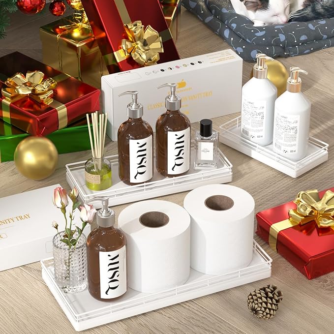 Oak Bathroom Toilet Tank Tray, 13" Wood Toilet Paper Storage Basket Tray Back of Toilet Basket Organizer,for Perfume Makeup Candle Kitchen Counter Coffee Table Decor White