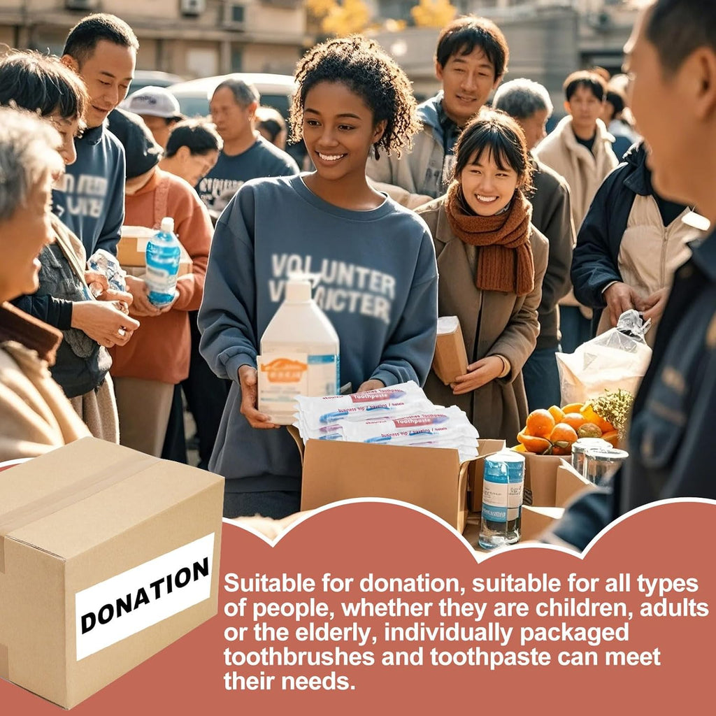 Disposable Toothbrushes with 45 Grams Toothpaste Individually Wrapped, Travel Kit Whit Plastic Zip Bag,Toothbrush Head Cover, Bulk Toothbrush for Homeless,Travel,Shelter,Air Bnb,Hotel,Guest (4)