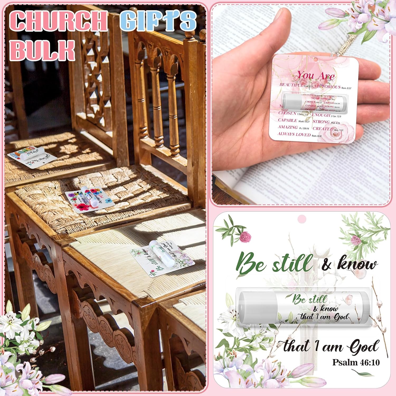 10 Pack Christian Religious Gifts Bulk Bible Verse Lip Balms 5 Flavor for Women Men Christian Religious Church Party Favors with Scripture Inspirational Gifts for Coworkers Staff