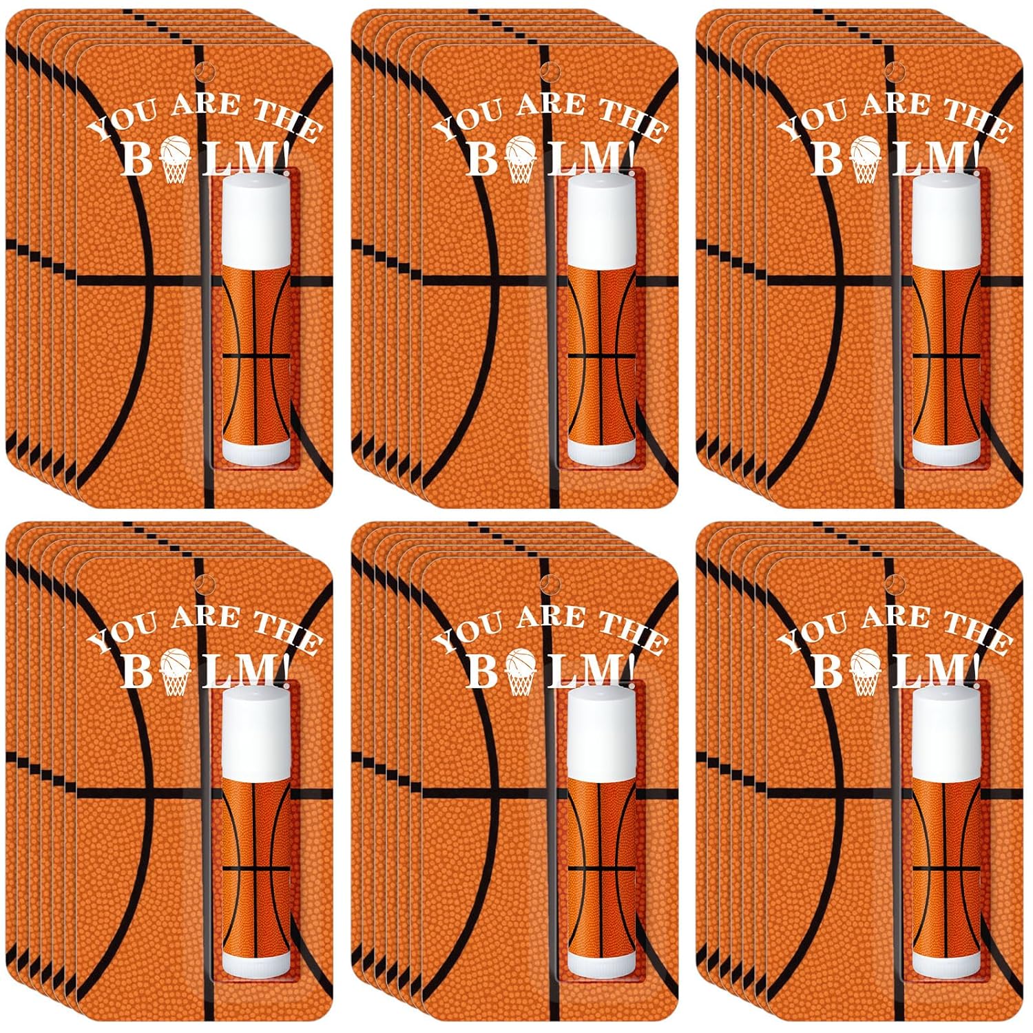 Loopeer 35 Pack Christmas Gifts Basketball Lip Balm Bulk Natural Moisturizing Lipstick Set Basketball Party Favors Sports Gift for Team Teen Adults Birthday Party Game Decorations Supplies