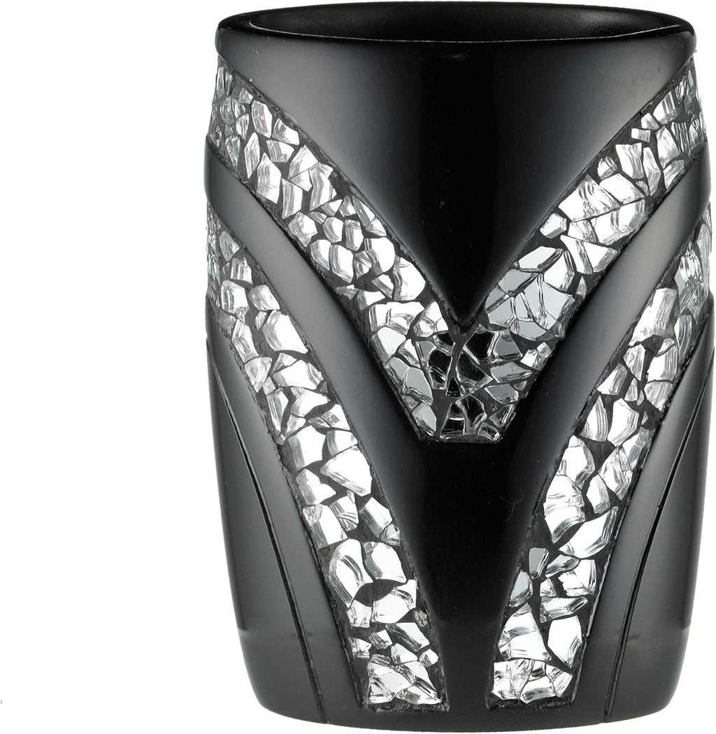 Zahari Home Sinatra Bath Tumbler Toothbrush and Toothpaste Holder Makeup Brushes Organizer, Black