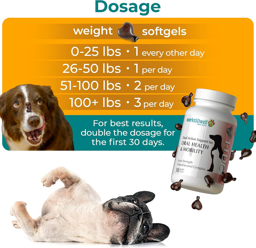 1TDC WorksSoWell Dual Action Joint Supplement for Dogs & Cats - Hip and Joint Supplement for Large Breed & Small Breed - Also Great for Oral Health - Muscle & Stamina Recovery & Arthritis - 30ct