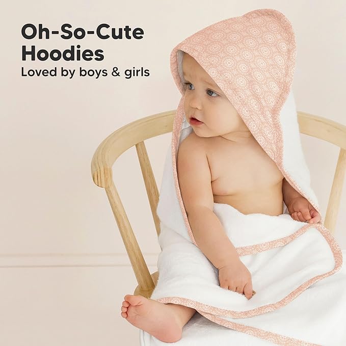 KeaBabies Hooded Baby Towel for Newborn - Viscose Derived from Bamboo Large Baby Bath Towels with Hood for Boys, Girls, Toddler, Extra Absorbent & Soft Newborn Bath Essentials (Crystal, Regular)