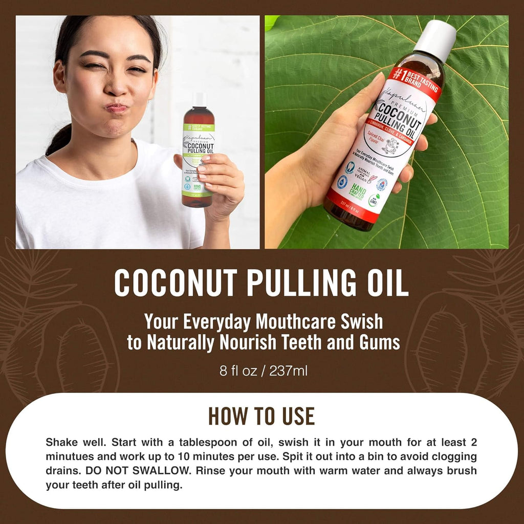 Kapuluan Coconut Pulling Oil for Teeth and Gums Mouthwash, 100% Pure and Natural, Non-GMO, Ayuverdic (Peppermint and Spearmint)