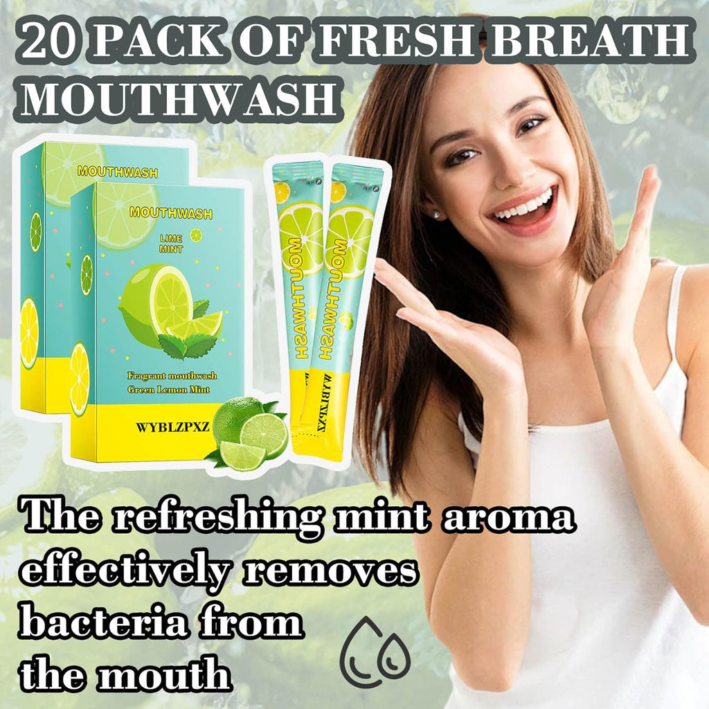 Mint Lime Travel Size Mouthwash for Adults,20 Pack Portable Mouthwash for Fresh Breath,Individual Mini Mouth Wash Travel Size Mouth Wash Products for Women & Men