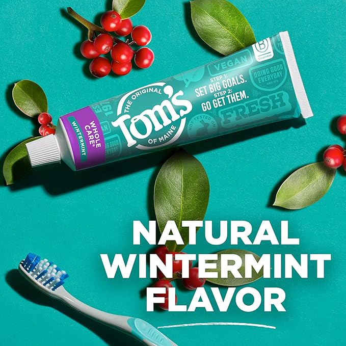 Tom's of Maine Whole Care Natural Toothpaste with Fluoride, Wintermint, 4 Oz. 3-Pack (Packaging May Vary)