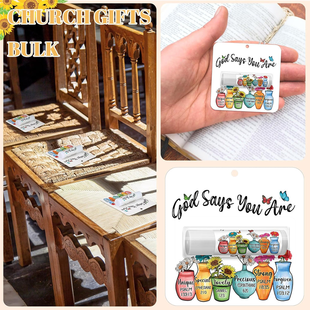 25 Pack Christmas Sunflower Gifts Religious Bible Verse Lip Balms Bulk 5 Flavor for Women Men Christian Religious Church Party Favors with Scripture Inspirational Gifts for Coworkers Staff