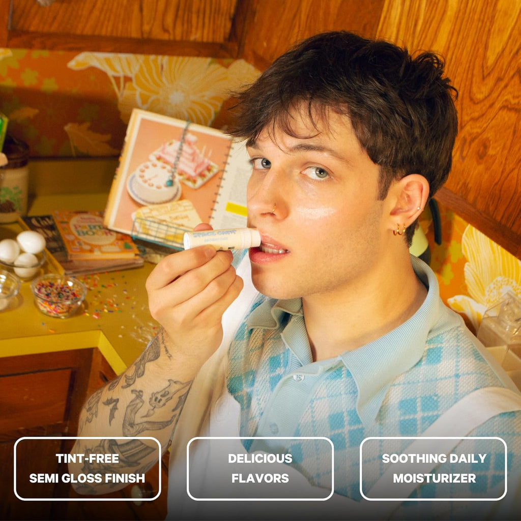 Wellness Jumbo Lip Balm - Birthday Pack Variety Flavored Balm (Birthday Cake, Salted Caramel, Strawberry Frosting) - 3 Pack