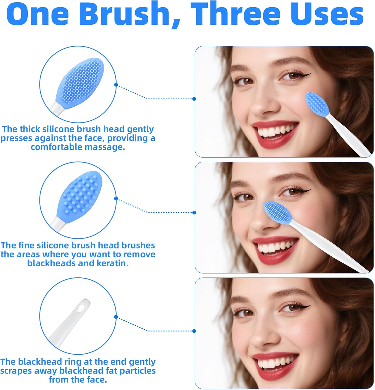10pcs Lip Scrub Brush,Lip Scrubber Exfoliator with Silicone Facial Cleansing Brush,Double-Sided Silicone Lip Exfoliating Tool,Nose Clean Blackhead Removal for Smooth,Soft,Bright,and Healthy Lips