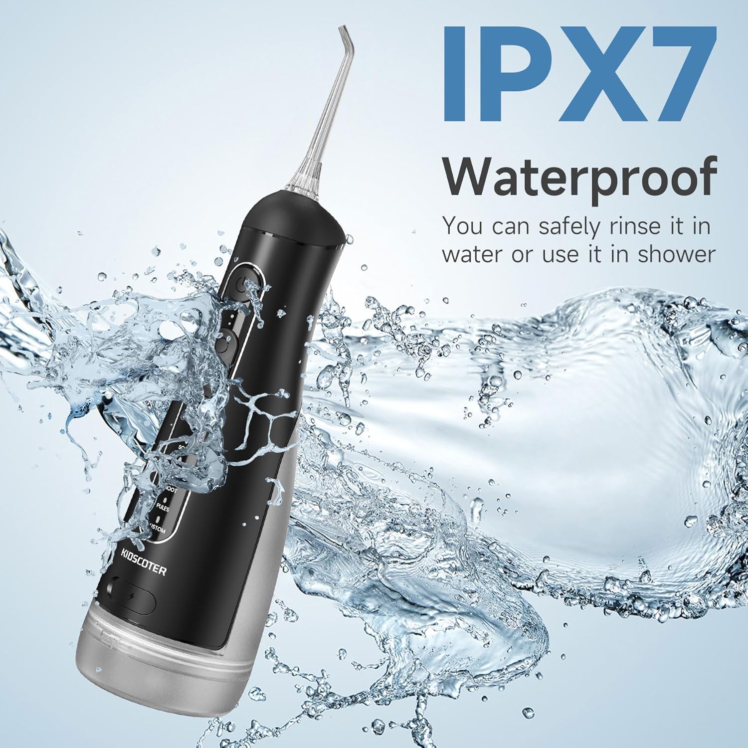 Water Flosser for Teeth with Detachable Washable Tank, 5 Modes Rechargeable Cordless Oral Irrigator, 300ml Portable Dental Flosser, IPX7 Waterproof for Home & Travel, Black