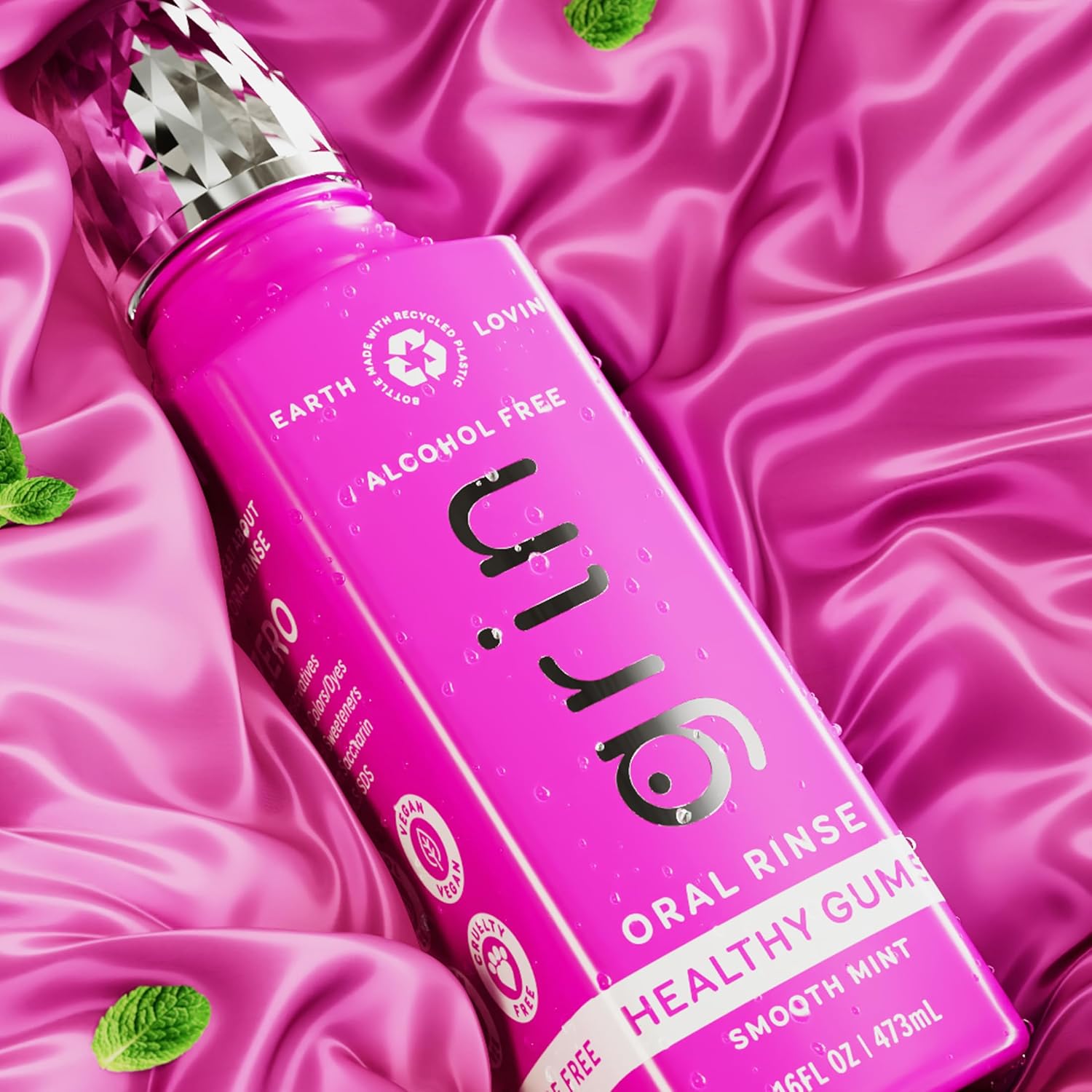 Grin Healthy Gums Oral Rinse, 16 Fl Oz, Fresh Breath Mouthwash, Smooth Mint Flavored, Alcohol-Free