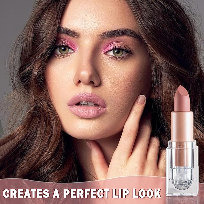 Matte Nude Lipstick Velvet Lip Gloss Non-Fading Non-Sticky Cup Nude Lipstick Matte Lip Stain Long Lasting Waterproof Lipstick for Women Girls Daily Lip Makeup-601 Nude Pink