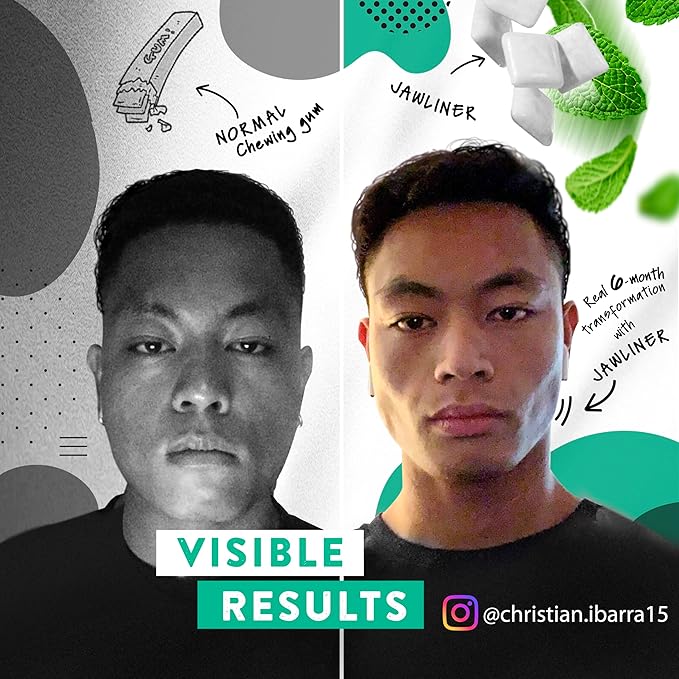 Jawliner® - Pioneers the Toughest Handmade 15x Harder Jawline Gum Includes 12 Weeks Coaching - Sugar-Free Mint Chewing Gum - Jawline Exerciser for Mewing & Shaping the Jaw (6 Months Pack)