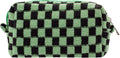 PAZIMIIK Checkered Makeup Bag for Purse Portable Zipper Make Up Pouch Small Cosmetic Case for Travel Accessories (Green Black)
