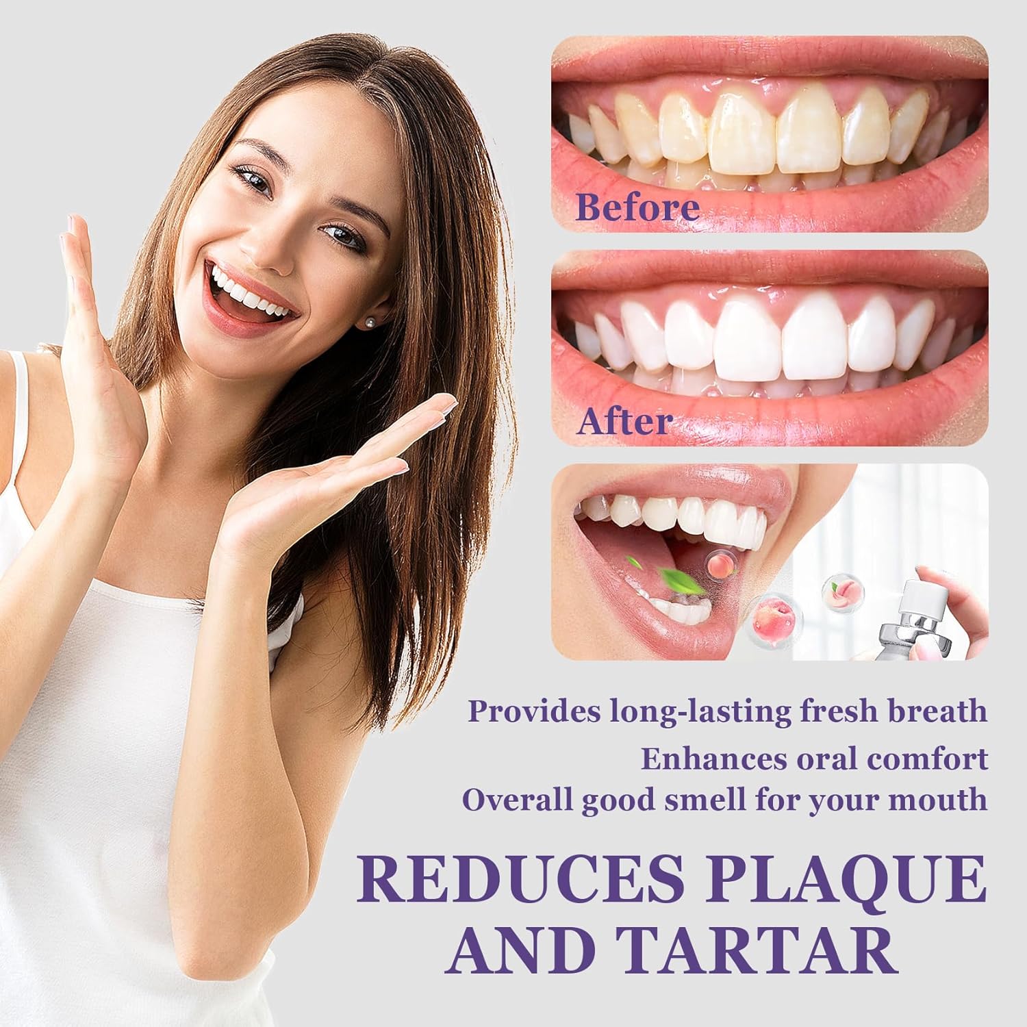 6PCS Oral Breath Spray, Fruit Flavor Mouth Spray Breath Freshener Oral Care, Portable Long Lasting Refreshing Mouth Spray