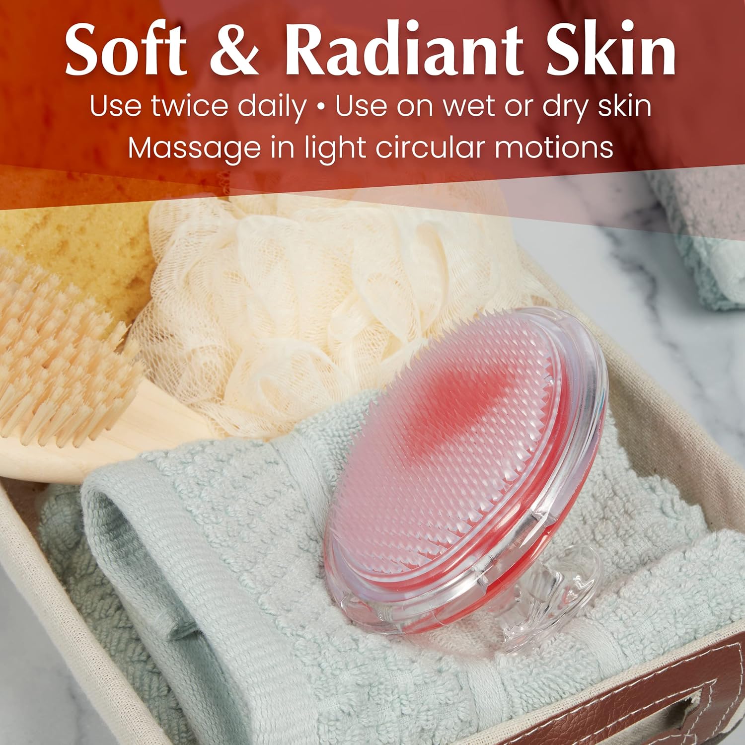 2-Pack Exfoliating Body Scrubber by Dylonic - Ingrown Hair & Razor Bump Solution - Silicone Back Scrubber - 4x3 Inch - Pre-Shave Body Exfoliator - Unisex Shower Essential - Orange