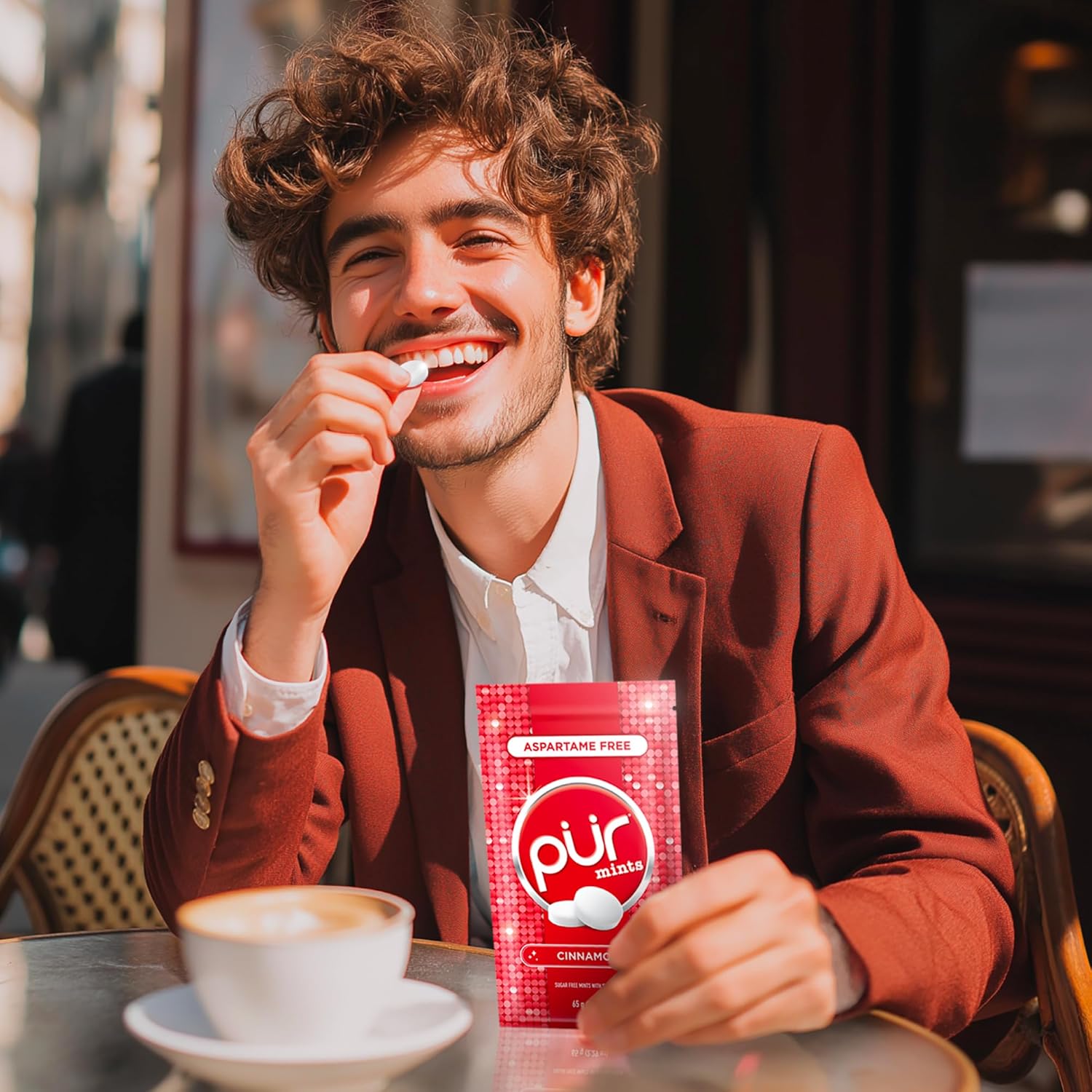 PUR Mints | Aspartame Free Breath Mints | Made with Xylitol | Sugar Free, Vegan, Gluten Free | Natural Cinnamon Flavor | 65 Pieces in Re-Sealable pouch (Pack of 3)