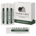 Natural Lip Balm - Organic & Natural Ingredients - Beeswax Based Moisturizing Lip Care Chapstick for Chapped Lips - Great Gift Idea - Farm & Bee - 0.15oz (Pack of 4 - Peppermint)