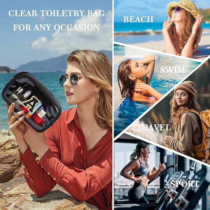 YOOLIFE Birthday Gifts for 3 4 5 6 7 8 9 10 11 12 13 Year Old Girls Travel Makeup Bag Pouch Toiletry Bag for Kids Clear Makeup Bag Cosmetic Bag Birthday Gifts for Girls Kids Preppy Stuff Black K