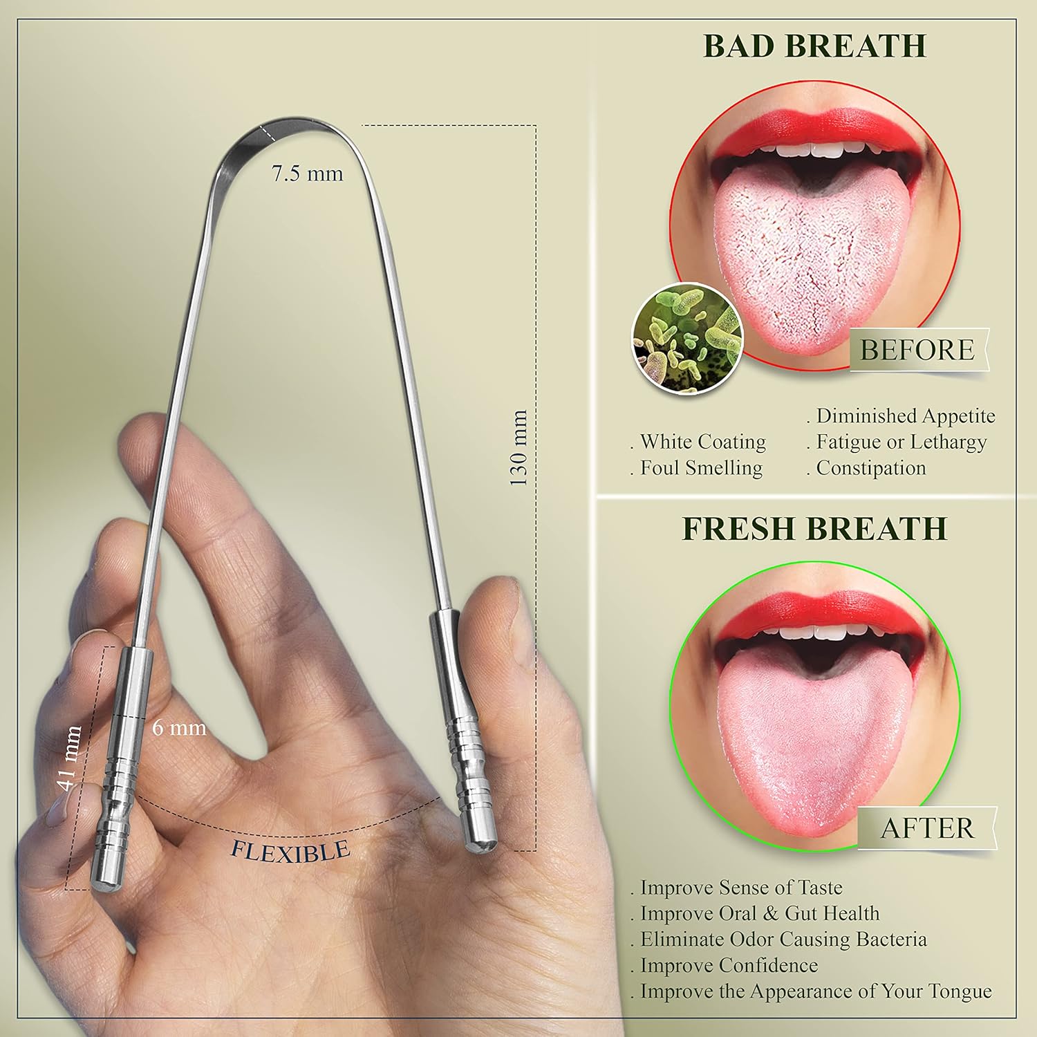 6 Pack Dental Tools Teeth Cleaning Kit, Plaque Tartar Remover for Teeth and Oral Care for Adults, Kids and Pets, Includes Tongue Scraper, Mirror, Probe, 100% Stainless Steel Dental Kit with Case