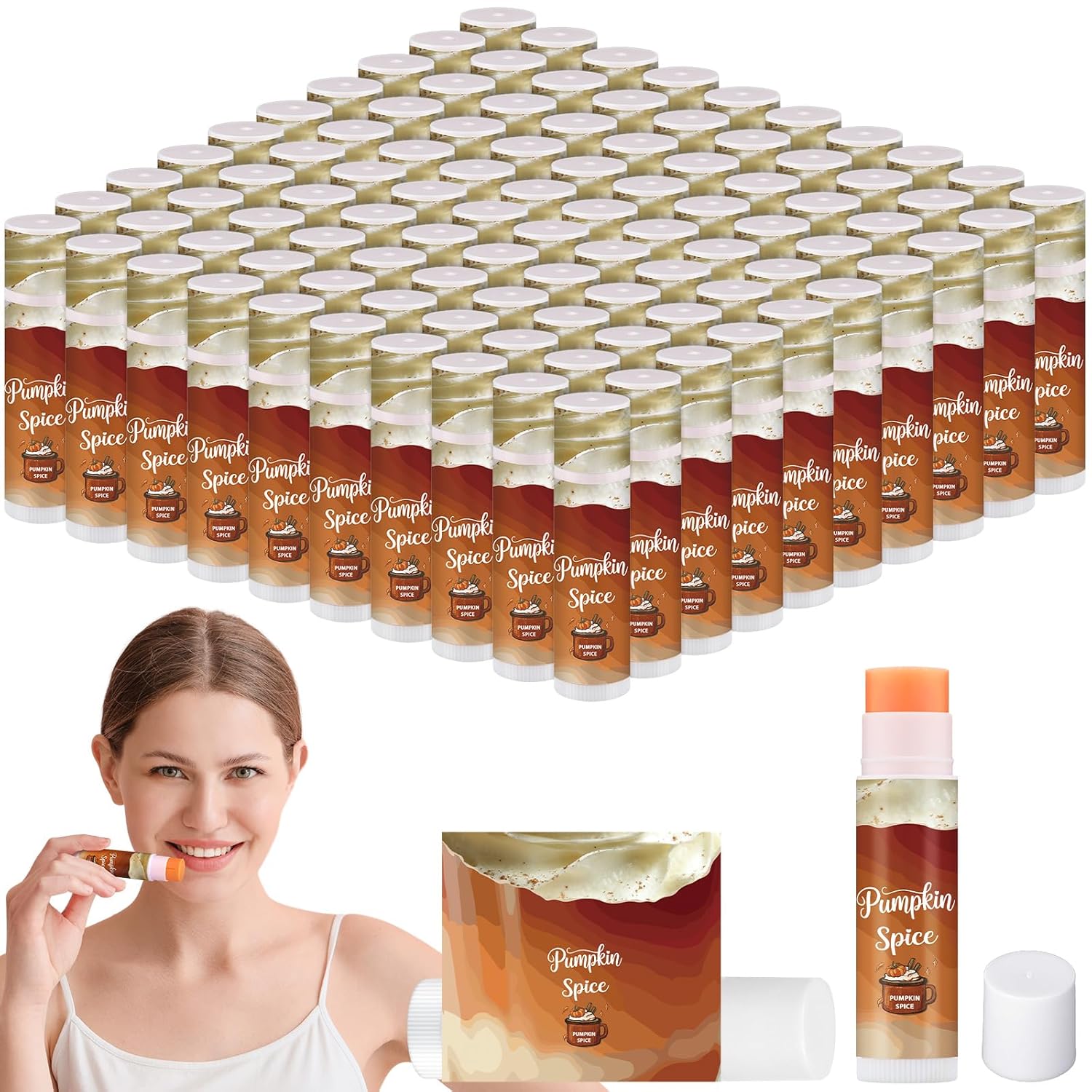 75 Pcs Pumpkin Spice Lip Balm Bulk Fall Thanksgiving Party Favor Basket Stuffers Small Thank You Appreciation Gifts Advent Beauty Calendar for Adult Women Men Employee Coworker Staff Teacher Customer