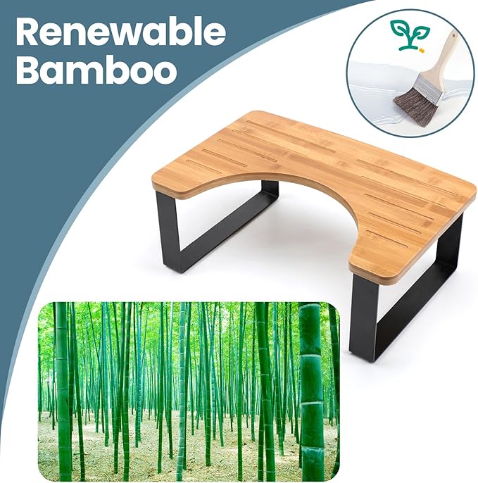 Bathroom Stool,Bamboo Toilet for Bathroom,Toilet Stools,Potty for Pooping,Poop Stool,Toilet Step Toddler,Portable Squatting Pan with Dual Anti Slip Design,Stain,Scratch,CrackProof(Brown)