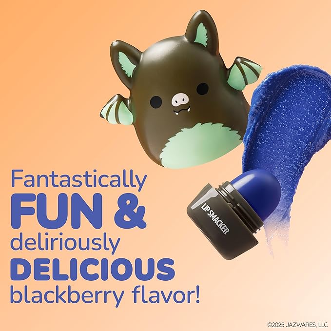 Lip Smacker Squishmallows Moisturizing Lip Balm, Fun Soft Squishy Collectible Top, Blackberry Flavored Hydration - Aldous